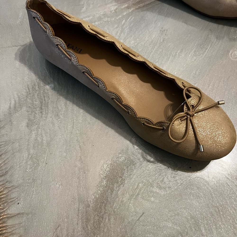 Alfani Gold Scalloped Ballet Flats